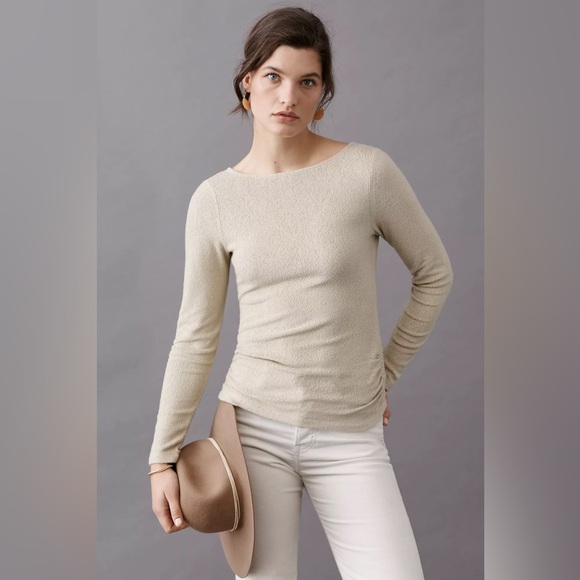 New Anthropologie Saturday Sunday Rhea Boat Neck Top-Size Small-Color: Moss/Sage - Picture 1 of 13